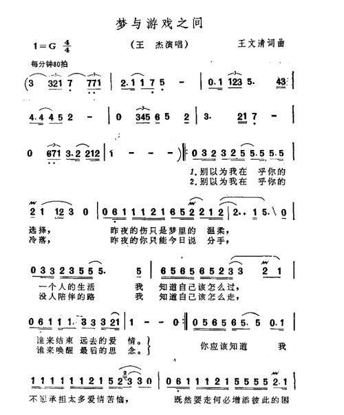 《梦与游戏之间》LRC歌词 《梦与游戏之间》(王杰)歌词555uuu下载