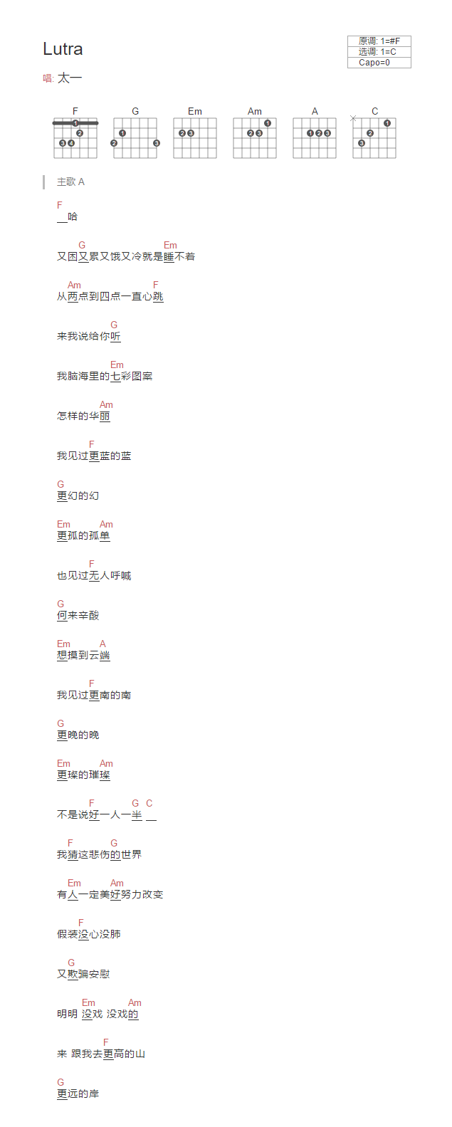 《Lutra》LRC歌词 《Lutra》(太一)歌词555uuu下载