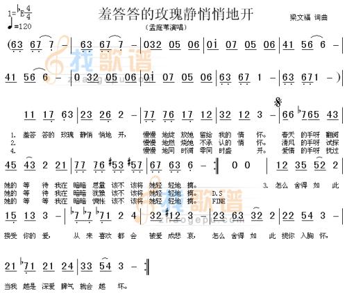 《羞答答的玫瑰静悄悄地开》LRC歌词 《羞答答的玫瑰静悄悄地开》(钱正昊)歌词555uuu下载