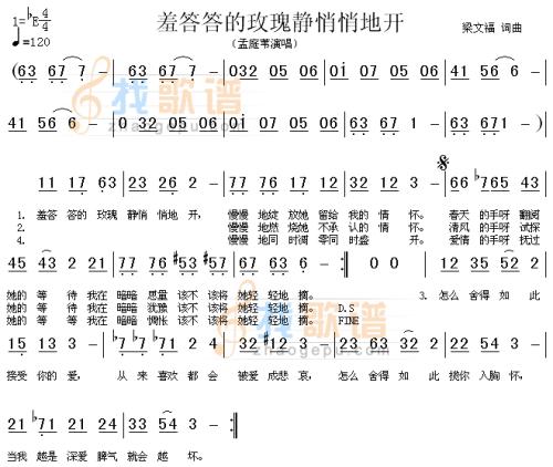 《羞答答的玫瑰静悄悄地开》(钱正昊)歌词555uuu下载