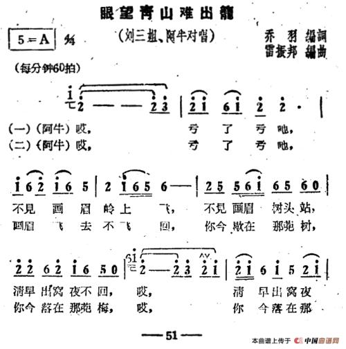 《眼望青山难出笼》(傅锦华)歌词555uuu下载