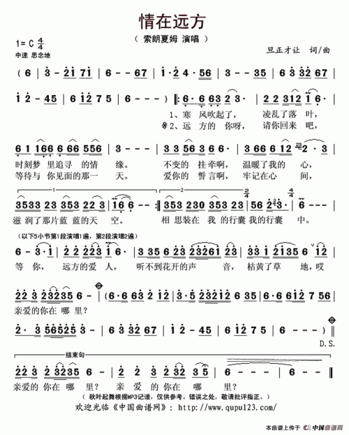 《情在远方》(索朗夏姆)歌词555uuu下载