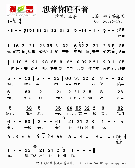 《想着你  睡不着》(王筝)歌词555uuu下载