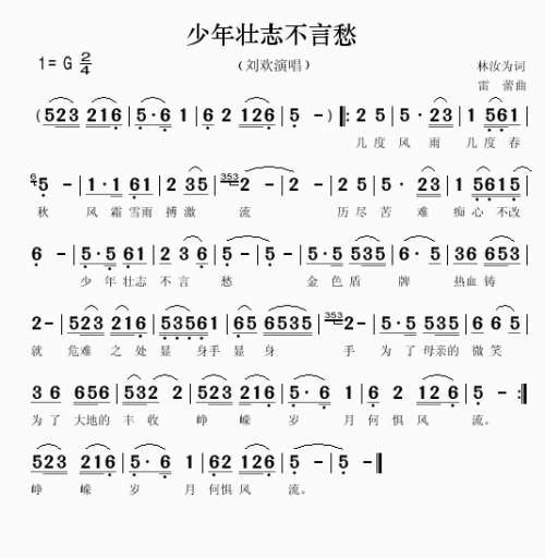 《少年壮志不言愁》LRC歌词 《少年壮志不言愁》(彭野新儿歌)歌词555uuu下载