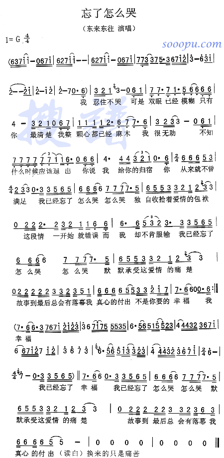 《忘了怎么哭》LRC歌词 《忘了怎么哭》(未知(江湖版))歌词555uuu下载